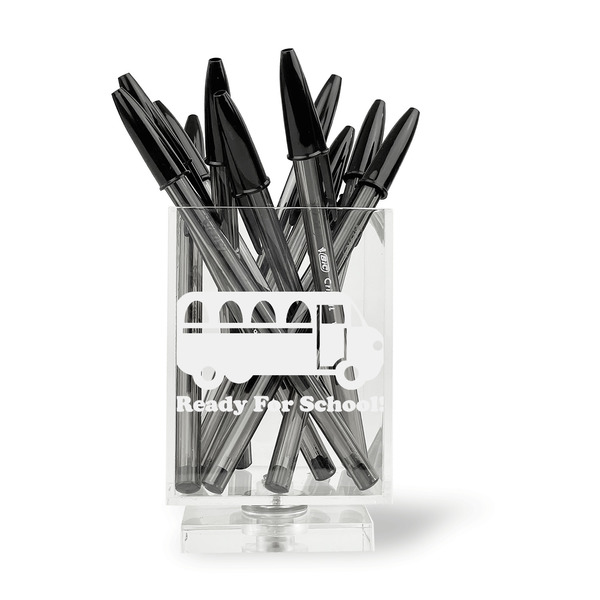 School Bus Acrylic Pencil Holder - FRONT