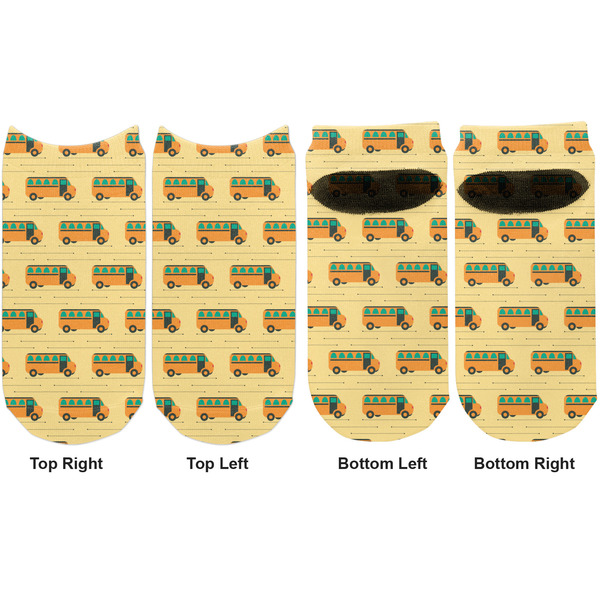 School Bus Adult Ankle Socks - Double Pair - Front and Back - Apvl