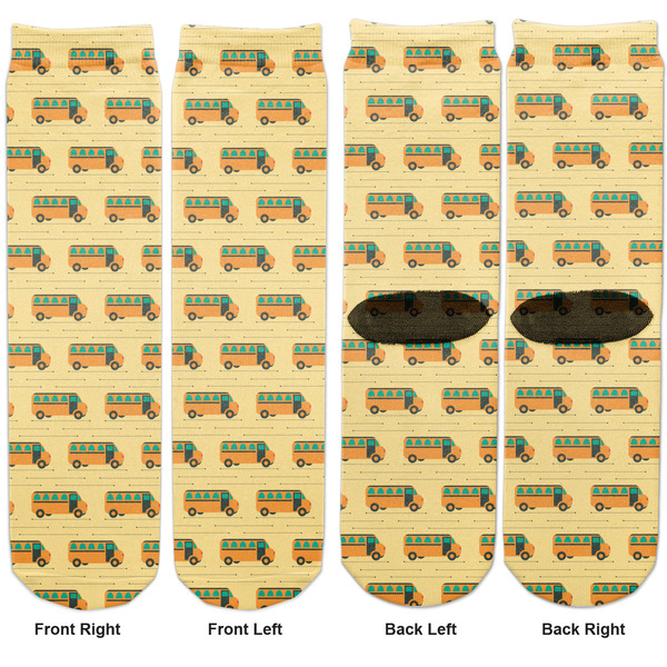 School Bus Adult Crew Socks - Double Pair - Front and Back - Apvl