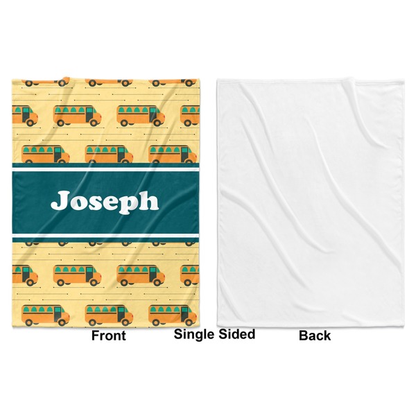 School Bus Baby Blanket (Single Sided - Printed Front, White Back)