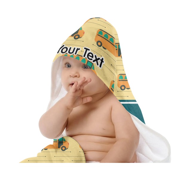 School Bus Baby Hooded Towel on Child