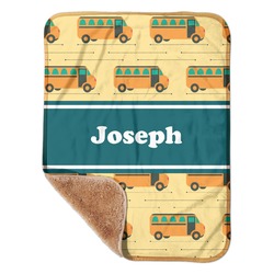 School Bus Sherpa Baby Blanket - 30" x 40" w/ Name or Text