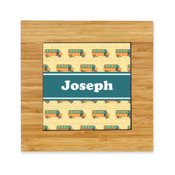 School Bus Bamboo Trivet with Ceramic Tile Insert (Personalized)