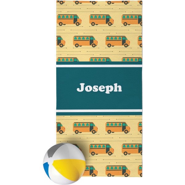 Custom School Bus Beach Towel (Personalized)