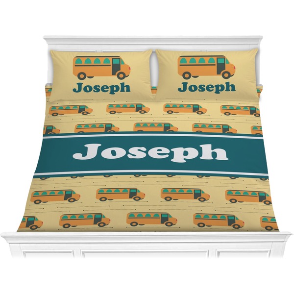Custom School Bus Comforter Set - King (Personalized)