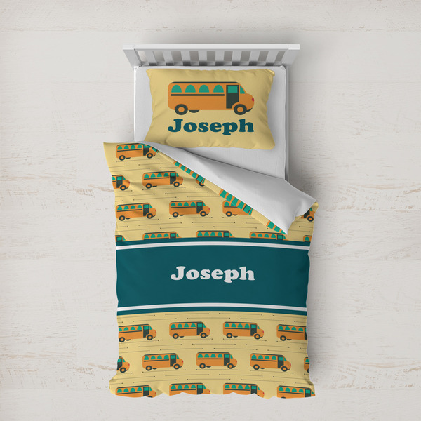 Custom School Bus Duvet Cover Set - Twin XL (Personalized)