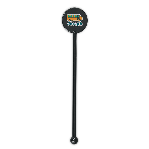 School Bus Black Plastic 5.5" Stir Stick - Round - Single Stick