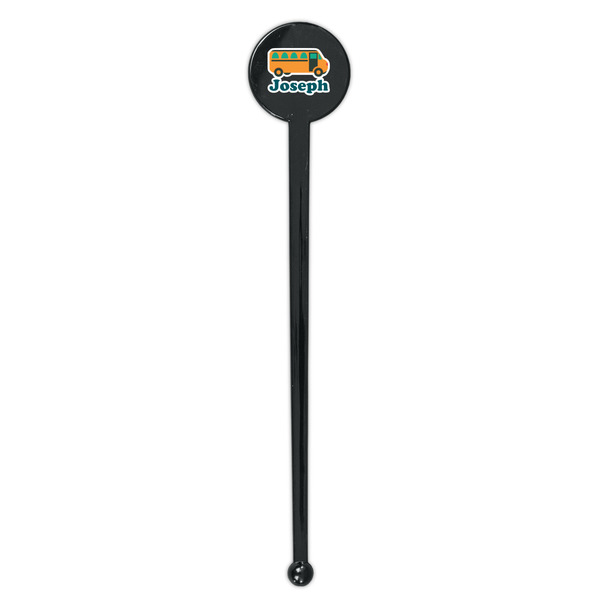 School Bus Black Plastic 7" Stir Stick - Round - Single Stick