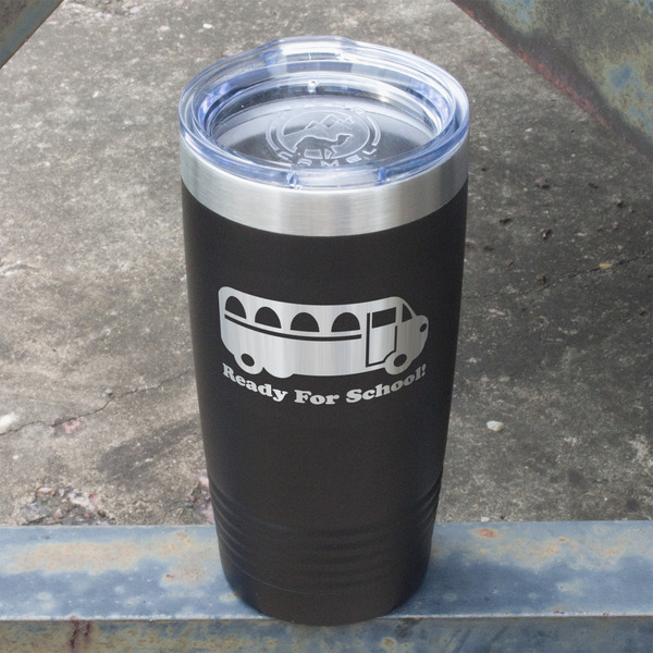 School Bus Black Polar Camel Tumbler - 20oz - Angled