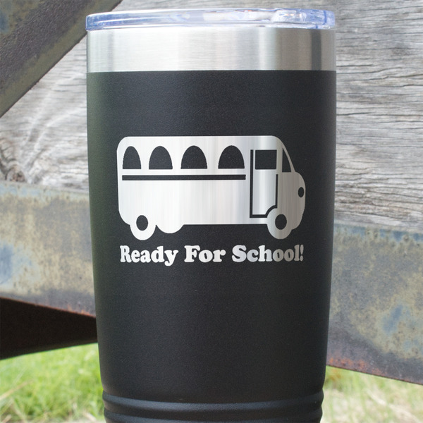 School Bus Black Polar Camel Tumbler - 20oz - Close Up