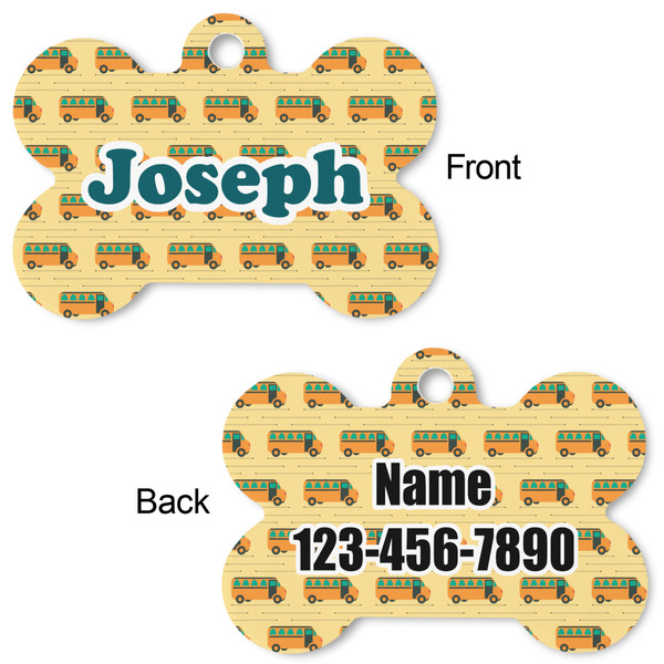 School Bus Bone Shaped Dog ID Tag - Large - Approval