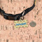 School Bus Bone Shaped Dog ID Tag - Small - In Context