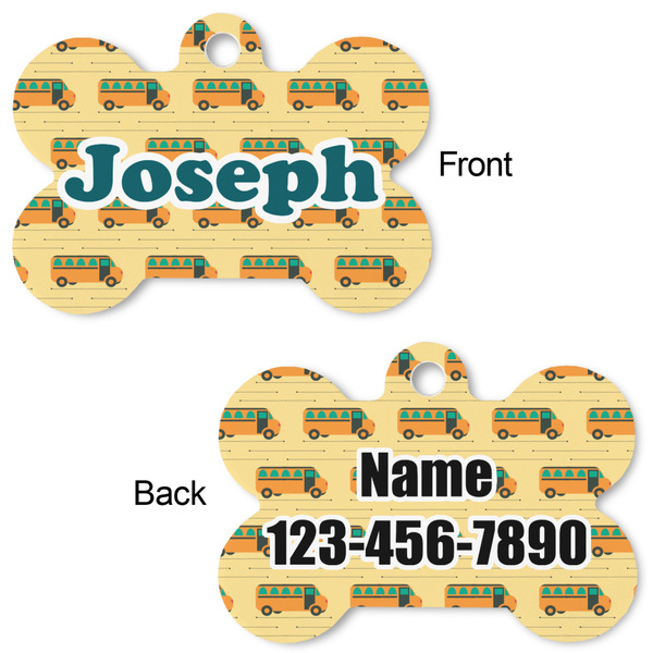 School Bus Bone Shaped Dog Tag - Front & Back