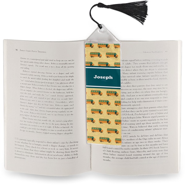 School Bus Bookmark with tassel - In book
