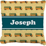 School Bus Faux-Linen Throw Pillow 16" (Personalized)