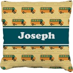 School Bus Faux-Linen Throw Pillow 20" (Personalized)