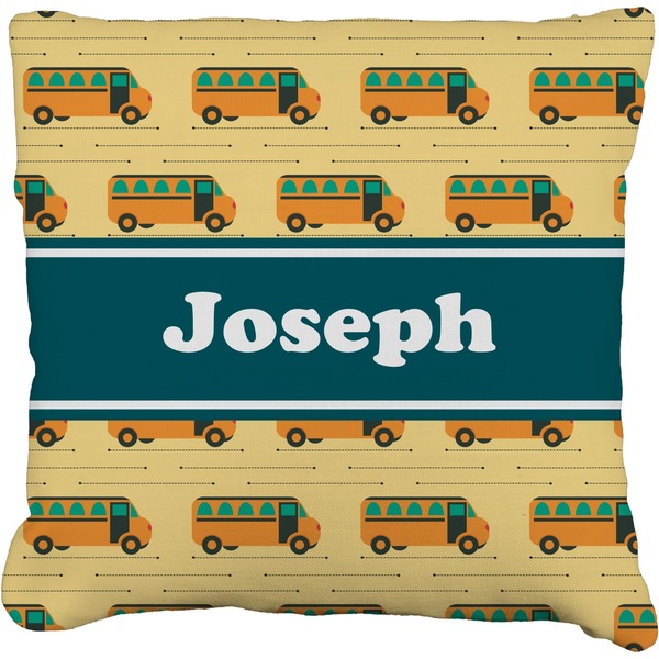 Custom School Bus Faux-Linen Throw Pillow 20" (Personalized)