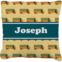 School Bus Faux-Linen Throw Pillow 26" (Personalized)