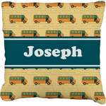 School Bus Faux-Linen Throw Pillow (Personalized)