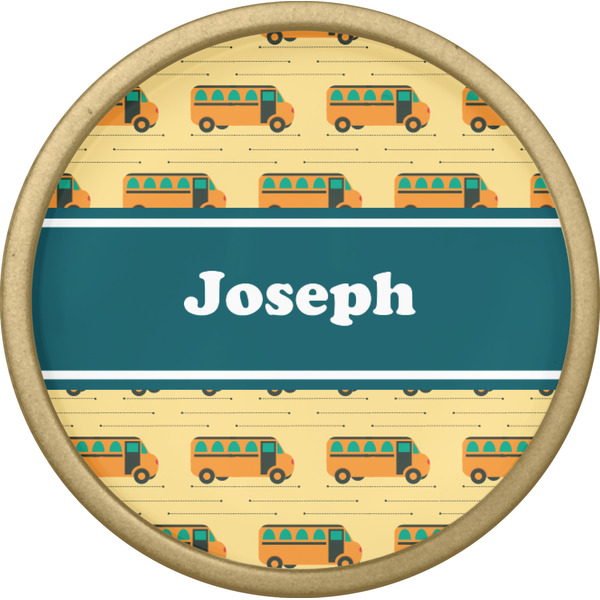 School Bus Cabinet Knob - Gold - Front