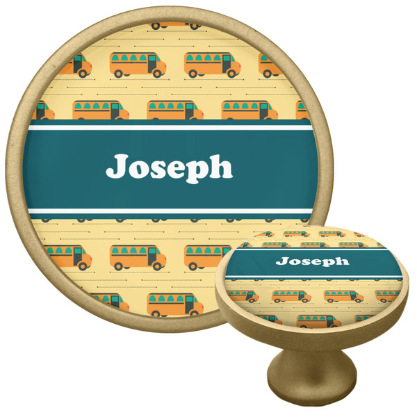 Custom School Bus Cabinet Knob - Gold (Personalized)