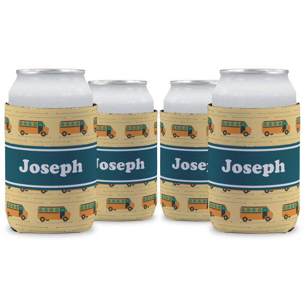 Custom School Bus Can Cooler (12 oz) - Set of 4 w/ Name or Text