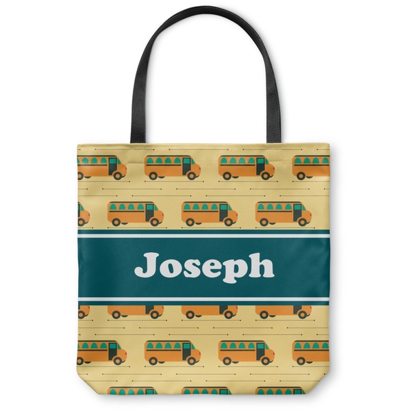 Custom School Bus Canvas Tote Bag - Small - 13"x13" (Personalized)