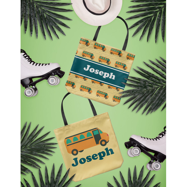 School Bus Canvas Tote Lifestyle Front and Back