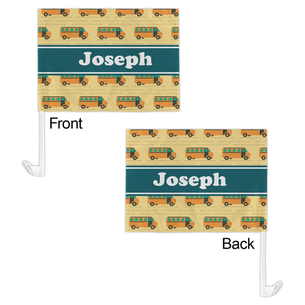 School Bus Car Flag - 11" x 8" - Front & Back View