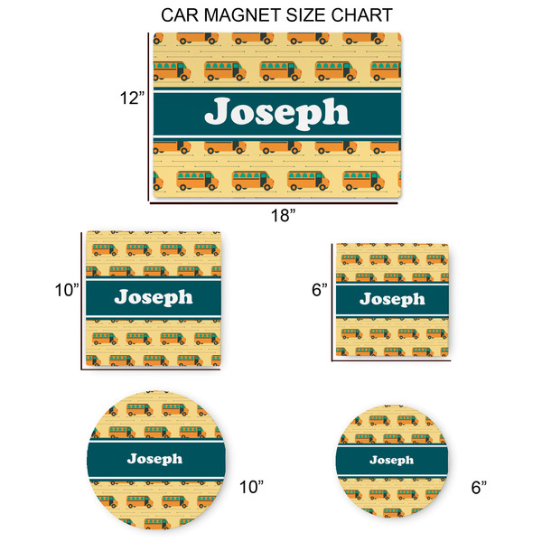 School Bus Car Magnets - SIZE CHART