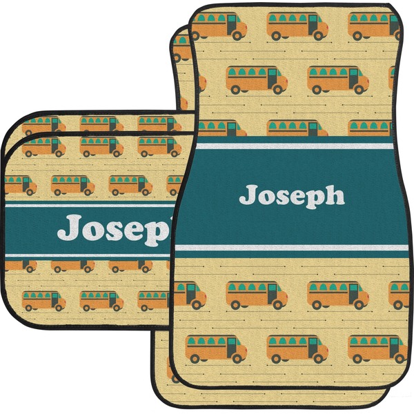 Custom School Bus Car Floor Mats Set - 2 Front & 2 Back (Personalized)