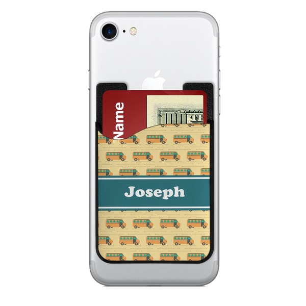 Custom School Bus 2-in-1 Cell Phone Credit Card Holder & Screen Cleaner (Personalized)