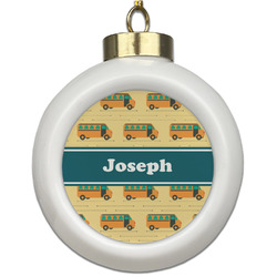 School Bus Ceramic Ball Ornament (Personalized)