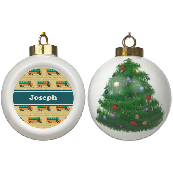 School Bus Ceramic Christmas Ornament - X-Mas Tree (APPROVAL)