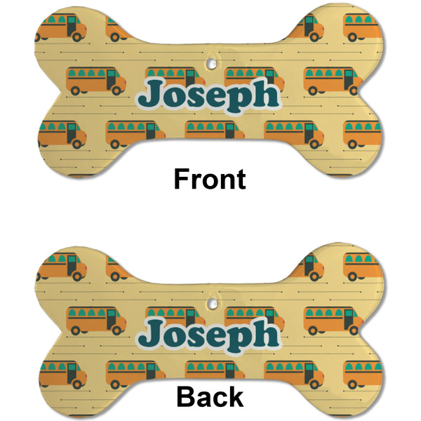 School Bus Ceramic Flat Ornament - Bone Front & Back (APPROVAL)