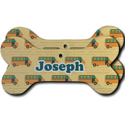 School Bus Ceramic Dog Ornament - Front & Back w/ Name or Text