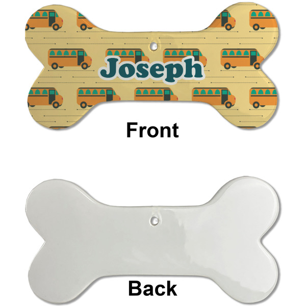 School Bus Ceramic Flat Ornament - Bone Front & Back Single Print (APPROVAL)