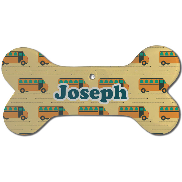School Bus Ceramic Flat Ornament - Bone Front