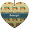 School Bus Heart Ceramic Ornament w/ Name or Text