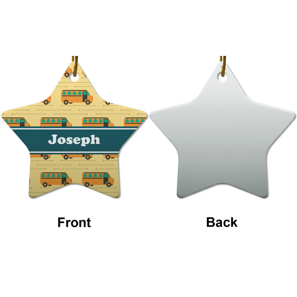 School Bus Ceramic Flat Ornament - Star Front & Back (APPROVAL)