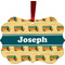 School Bus Metal Frame Ornament - Double Sided w/ Name or Text