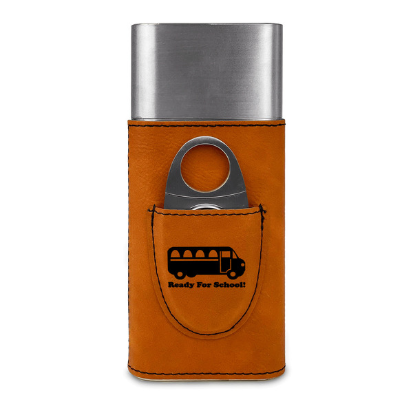 School Bus Cigar Case with Cutter - FRONT