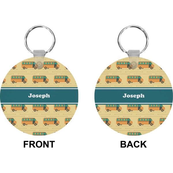 School Bus Circle Keychain (Front + Back)