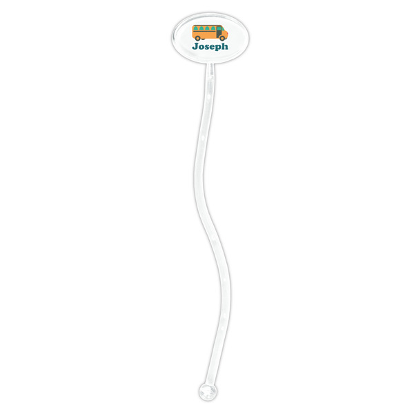 School Bus Clear Plastic 7" Stir Stick - Oval - Single Stick