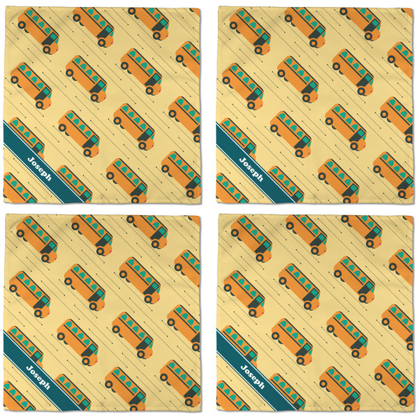 School Bus Cloth Napkins - Personalized Dinner (APPROVAL) Set of 4