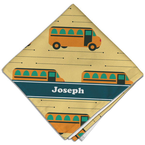Custom School Bus Cloth Dinner Napkin - Single w/ Name or Text