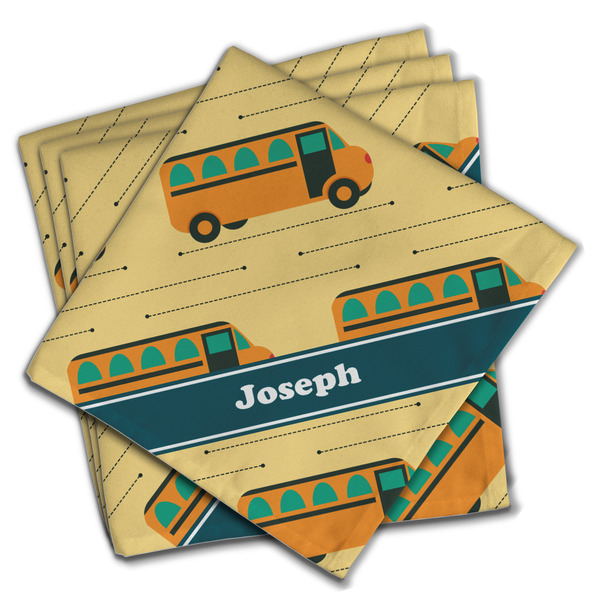 Custom School Bus Cloth Napkins (Set of 4) (Personalized)