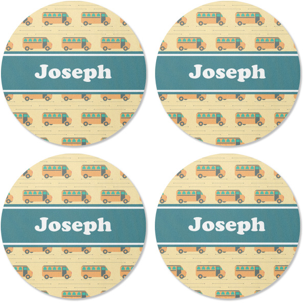 School Bus Coaster Round Rubber Back - Apvl
