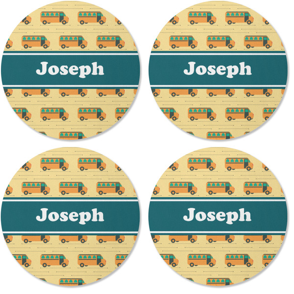 School Bus Coaster Round Rubber Back - Apvl