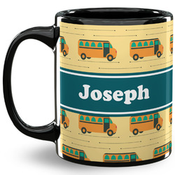 School Bus 11 Oz Coffee Mug - Black (Personalized)